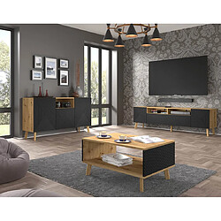 Bestmobilier Velato - meuble tv - bois et noir - 195 cm pas cher