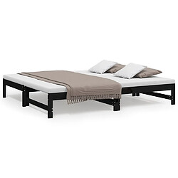 vidaXL Lit coulissant sans matelas noir 2x(90x190) cm