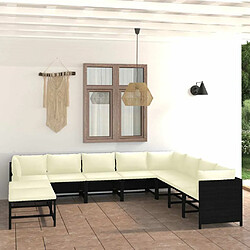 Maison Chic Salon de jardin 9 pcs + coussins - Mobilier/Meubles de jardin - Table et chaises d'extérieur Résine tressée Noir -MN73180