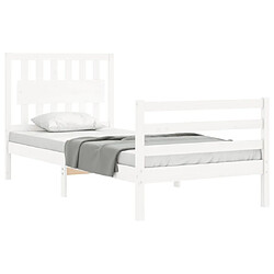 Acheter Maison Chic Cadre/structure de lit avec tête de lit pour adulte - Lit Moderne Chambre blanc simple bois massif -MN11373