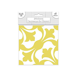 Sudtrading 6 Stickers carreaux de ciment - 15 x 15 cm - Arabesques Jaune