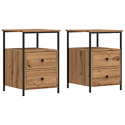 vidaXL Tables de chevet 2 pcs chêne artisanal bois d'ingénierie