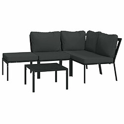 Avis Maison Chic Salon de jardin 5 pcs + coussins - Mobilier/Meubles de jardin - Table et chaises d'extérieur gris acier -MN70073