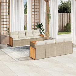 Maison Chic Salon de jardin avec coussins 9 pcs | Ensemble de Table et chaises | Mobilier d'Extérieur beige résine tressée -GKD59137