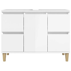 Acheter vidaXL Meuble d'évier blanc brillant 80x33x60 cm bois d'ingénierie