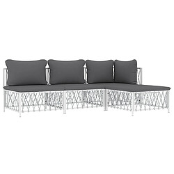 Avis Maison Chic Salon de jardin 4 pcs + coussins - Mobilier/Meubles de jardin - Table et chaises d'extérieur blanc acier -MN28700