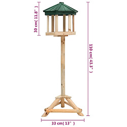 vidaXL Mangeoire à oiseaux sur pied Bois de sapin 33x110 cm pas cher