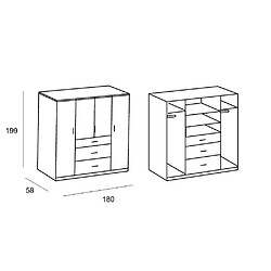 Avis Inside 75 Armoire COOPER 4 portes 3 tiroirs largeur 179 laqué blanc / blanc