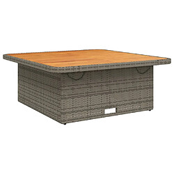 vidaXL Table de jardin gris 110x110x71 cm Résine tressée bois d'acacia