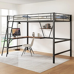 ComfortXL Lit Mezzanine 90x200cm En Métal Couleur Noire