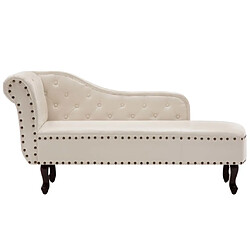 Maison Chic Chaise longue de jardin| Bain de soleil Relax | Transat Blanc crème Similicuir -GKD93466