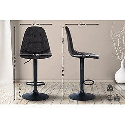 Avis Decoshop26 Tabouret de bar x1 avec repose-pieds hauteur réglable pivotant assise en tissu noir cadre métallique noir 10_0004841