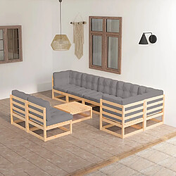 Maison Chic Salon de jardin 9 pcs + coussins - Mobilier/Meubles de jardin - Table et chaises d'extérieur Bois de pin massif -MN67160