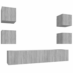 Maison Chic Ensemble de meubles TV 6 pcs | Banc TV Moderne pour salon | Meuble de Rangement - Sonoma gris Bois d'ingénierie -MN76849