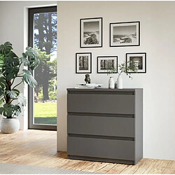 Cstore Commode - CHELSEA - 3 tiroirs - Anthracite - 77,2 x 42,2 x 79,9 cm