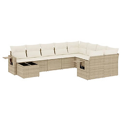 vidaXL Salon de jardin avec coussins 10 pcs beige résine tressée