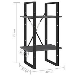 vidaXL Bibliothèque à 2 niveaux Gris 40x30x70 cm Bois de pin massif pas cher