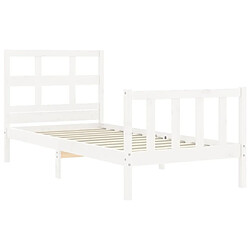 Maison Chic Cadre/structure de lit avec tête de lit pour adulte - Lit Moderne Chambre blanc petit simple bois massif -MN44856 pas cher