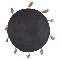 The Home Deco Factory Tapis rond à pompons Happy - Diam. 90 cm - Noir