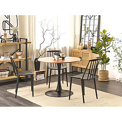 Beliani Table à manger ronde d 90 cm bois clair / support noir BOCA