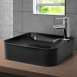 ML DESIGN MODERN LIVING Lavabo en céramique noir mat vasque à poser pour salle de bain 430x430x120 mm