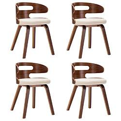 Maison Chic Lot de 4 Chaises à manger | Chaise de salle à manger cuisine crème bois courbé et similicuir -GKD16865 