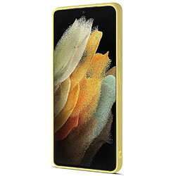 Coque en silicone avec porte-carte jaune pour votre Samsung Galaxy S21 Ultra 5G