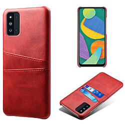 Coque en TPU + PU avec double porte-cartes rouge pour votre Samsung Galaxy F52 5G