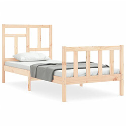 Maison Chic Cadre/structure de lit avec tête de lit pour adulte - Lit Moderne Chambre 90x200 cm bois massif -MN60812 