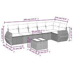 Acheter vidaXL Salon de jardin avec coussins 7 pcs gris clair résine tressée