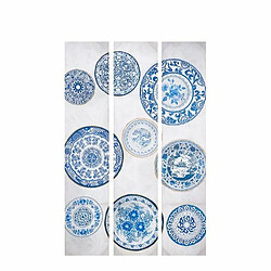 Gift Decor Paravent Bleu Blanc Toile 122 x 2,5 x 180 cm Assiette