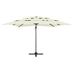 Helloshop26 Parasol mobilier de jardin à 4 niveau x avec mât en aluminium 250 x 250 cm sable 02_0008792 pas cher