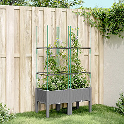 vidaXL Jardinière avec treillis gris clair 80x40x142,5 cm PP