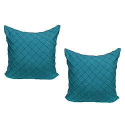 Acheter 2pcs soild coussins en daim couvre paon bleu forme carrée