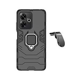 L Kit Support Magnétique Voiture Conduite Sûre + Housse 3X1 Défenseur Militaire Phonecare Compatible avec Xiaomi Poco M6 4G - Noir