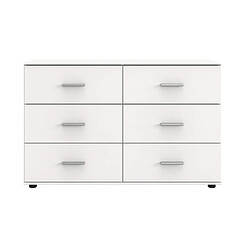 Pegane Commode meuble de rangement coloris blanc - Longueur 130 x Hauteur 83 x Profondeur 41 cm