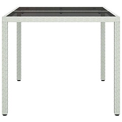 Avis vidaXL Table de jardin 90x90x75cm Verre trempé et résine tressée Blanc