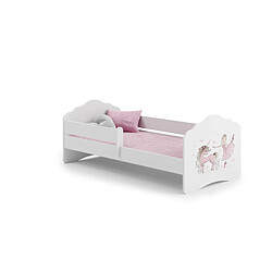 HT MEUBLES Lit enfant fille FIONA avec balustrade et matelas