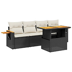 Maison Chic Ensemble de 5 Tables et chaises d'extérieur avec coussins,Salon de jardin noir résine tressée -GKD923518