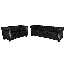 vidaXL Canapé Chesterfield à 2 places et à 3 places noir 