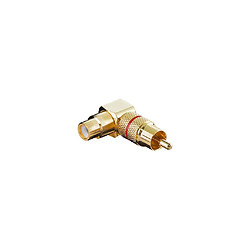 Adaptateur audio RCA male / RCA femelle plaqué OR bague rouge