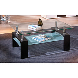 Avis Pegane Table basse en chrome et verre de sécurit noir - Dim : L100 x H60 x P45 cm