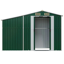 Avis Helloshop26 Abri de jardin cabane cabanon maison de stockage remise extérieur hangar outils robuste 277 x 93 x 179 cm acier galvanisé vert 02_0022379