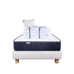 LUXURY LITERIE Ensemble matelas Nuage 90x190 cm + sommier beige ep20cm + oreiller + couette