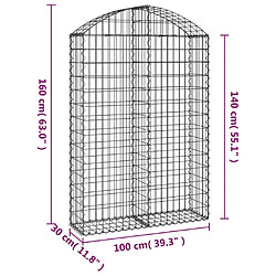 Acheter vidaXL Panier de gabions arqué 100x30x140/160 cm Fer galvanisé