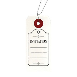 Artemio Etiquettes blanches + Tampon bois Invitation