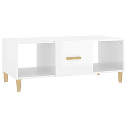 vidaXL Table basse Blanc brillant 102x50x40 cm Bois d'ingénierie