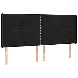 vidaXL Tête de lit avec oreilles Noir 183x16x118/128 cm Velours