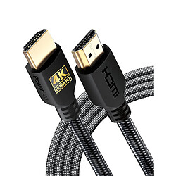 PowerBear Câble HDMI 4K de 2 m | Haute vitesse, en nylon tressé et connecteurs plaqués or, 4K 60Hz, Ultra HD, 2K, 1080P,