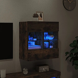 Acheter Maison Chic Meuble TV mural, Banc TV avec lumières LED pour salon, Meuble de rangement chêne fumé 58,5x30x60,5 cm -GKD25791